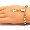 Rosario de Pulsera 09.213.0011.08 Oro Laminado, Diseño de Guadalupe y Cruz, Pulido, Tono Dorado