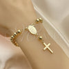 Rosario de Pulsera 09.213.0011.08 Oro Laminado, Diseño de Guadalupe y Cruz, Pulido, Tono Dorado