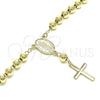 Rosario de Pulsera 09.213.0011.08 Oro Laminado, Diseño de Guadalupe y Cruz, Pulido, Tono Dorado