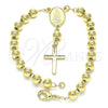 Rosario de Pulsera 09.213.0011.08 Oro Laminado, Diseño de Guadalupe y Cruz, Pulido, Tono Dorado