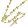 Rosario Mediano 09.213.0033.28 Oro Laminado, Diseño de Jesus y Crucifijo, Pulido, Tono Dorado