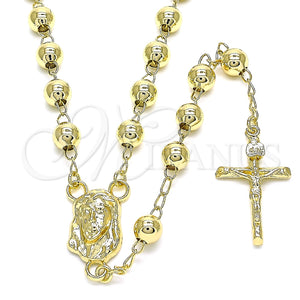 Rosario Mediano 09.213.0033.28 Oro Laminado, Diseño de Jesus y Crucifijo, Pulido, Tono Dorado
