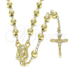 Rosario Mediano 09.213.0033.28 Oro Laminado, Diseño de Jesus y Crucifijo, Pulido, Tono Dorado