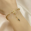 Rosario de Pulsera 09.213.0012.08 Oro Laminado, Diseño de Guadalupe y Cruz, Pulido, Tono Dorado