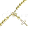 Rosario de Pulsera 09.213.0012.08 Oro Laminado, Diseño de Guadalupe y Cruz, Pulido, Tono Dorado