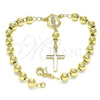 Rosario de Pulsera 09.213.0012.08 Oro Laminado, Diseño de Guadalupe y Cruz, Pulido, Tono Dorado