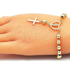 Rosario de Pulsera 09.213.0034.08 Oro Laminado, Diseño de Guadalupe y Cruz, Pulido, Tono Dorado