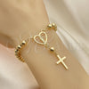 Rosario de Pulsera 09.213.0034.08 Oro Laminado, Diseño de Guadalupe y Cruz, Pulido, Tono Dorado