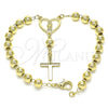 Rosario de Pulsera 09.213.0034.08 Oro Laminado, Diseño de Guadalupe y Cruz, Pulido, Tono Dorado