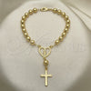 Rosario de Pulsera 09.213.0034.08 Oro Laminado, Diseño de Guadalupe y Cruz, Pulido, Tono Dorado