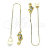 Arete Violador 02.210.0506.1 Oro Laminado, con Multicolor Micro Pave, Pulido, Tono Dorado
