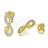 Arete Dormilona 02.210.0509 Oro Laminado, Diseño de Infinito y Corazón, con Blanca Micro Pave, Pulido, Tono Dorado