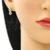 Arete Dormilona 02.210.0510 Oro Laminado, Diseño de Infinito, con Blanca Micro Pave, Pulido, Tono Dorado