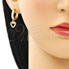 Argolla Huggie 02.210.0512.15 Oro Laminado, Diseño de Corazón y Corona, con Blanca Micro Pave, Pulido, Tono Dorado