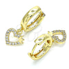 Argolla Huggie 02.210.0512.15 Oro Laminado, Diseño de Corazón y Corona, con Blanca Micro Pave, Pulido, Tono Dorado
