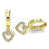 Argolla Huggie 02.210.0512.15 Oro Laminado, Diseño de Corazón y Corona, con Blanca Micro Pave, Pulido, Tono Dorado