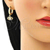 Argolla Huggie 02.210.0513.15 Oro Laminado, Diseño de Ojo Griego, con Negro Zirconia Cubica and Blanca Micro Pave, Pulido, Tono Dorado