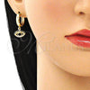 Argolla Huggie 02.210.0513.1.15 Oro Laminado, Diseño de Ojo Griego, con Blanca Zirconia Cubica and Multicolor Micro Pave, Pulido, Tono Dorado