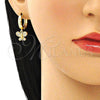 Argolla Huggie 02.210.0516.15 Oro Laminado, Diseño de Mariposa, con Blanca Micro Pave, Pulido, Tono Dorado