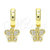 Argolla Huggie 02.210.0516.15 Oro Laminado, Diseño de Mariposa, con Blanca Micro Pave, Pulido, Tono Dorado