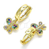 Argolla Huggie 02.210.0516.1.15 Oro Laminado, Diseño de Mariposa, con Multicolor Micro Pave, Pulido, Tono Dorado
