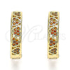 Argolla Huggie 02.210.0518.2.20 Oro Laminado, Diseño de Corazón, con Granate Micro Pave, Pulido, Tono Dorado