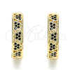 Argolla Huggie 02.210.0518.3.20 Oro Laminado, Diseño de Corazón, con Negro Micro Pave, Pulido, Tono Dorado