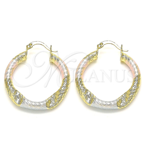 Argolla Mediana 02.170.0391.30 Oro Laminado, Diamantado, Tres Tonos