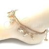Tobillera de Dije 03.372.0008.10 Oro Laminado, Diseño de Elefante y Paperclip, con Blanca Cristal, Pulido, Tono Dorado (03 MM Thickness, 10 Inches Length)