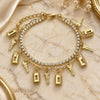 Pulsera de Dije 03.372.0011.08 Oro Laminado, Diseño de Llave y Candado, con Cristal Blanca, Pulido, Tono Dorado (Grosor 03 MM, 8 Pulgadas de Largo)
