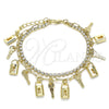 Pulsera de Dije 03.372.0011.08 Oro Laminado, Diseño de Llave y Candado, con Blanca Cristal, Pulido, Tono Dorado (03 MM Thickness, 8 Inches Length)