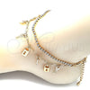 Tobillera de Dije 03.372.0011.10 Oro Laminado, Diseño de Llave y Candado, con Blanca Cristal, Pulido, Tono Dorado (03 MM Thickness, 10 Inches Length)