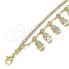 Tobillera de Dije 03.372.0016.10 Oro Laminado, Diseño de Niñita Pequeña y Paperclip, con Blanca Cristal, Pulido, Tono Dorado (03 MM Thickness, 10 Inches Length)