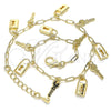 Tobillera de Dije 03.372.0021.10 Oro Laminado, Diseño de Llave y Candado, Pulido, Tono Dorado (03 MM Thickness, 10 Inches Length)