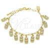 Pulsera de Dije 03.372.0022.08 Oro Laminado, Diseño de Búho y Paperclip, Pulido, Tono Dorado (03 MM Thickness, 8 Inches Length)