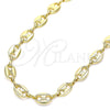 Gargantilla Basica 04.326.0002.24 Oro Laminado, Diseño de Puff Mariner, Pulido, Tono Dorado (08 MM Thickness, 24 Inches Length)