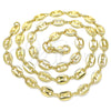Gargantilla Basica 04.326.0002.24 Oro Laminado, Diseño de Puff Mariner, Pulido, Tono Dorado (08 MM Thickness, 24 Inches Length)