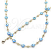 Collar y Pulsera 06.213.0008.3 Oro Laminado, Diseño de Ojo Griego, Esmaltado Turquesa, Tono Dorado