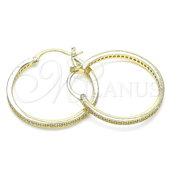 Argolla Mediana 02.185.0005.30 Oro Laminado, con Blanca Micro Pave, Pulido, Tono Dorado