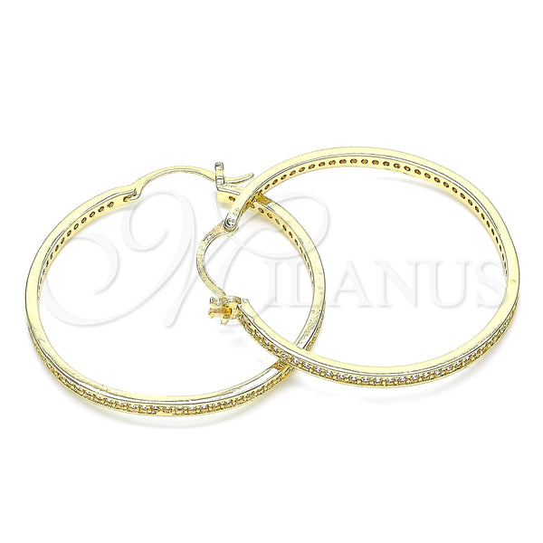 Argolla Mediana 02.185.0005.40 Oro Laminado, con Blanca Micro Pave, Pulido, Tono Dorado