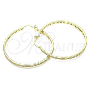 Argolla Grande 02.185.0005.50 Oro Laminado, con Blanca Micro Pave, Pulido, Tono Dorado