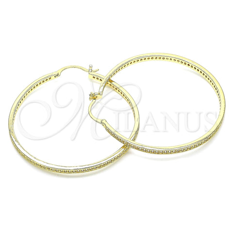 Argolla Grande 02.185.0005.50 Oro Laminado, con Blanca Micro Pave, Pulido, Tono Dorado
