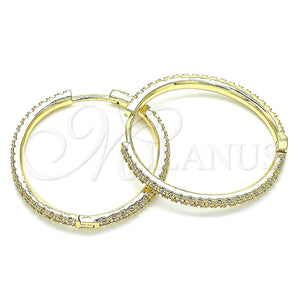 Argolla Huggie 02.185.0007.35 Oro Laminado, con Blanca Zirconia Cubica, Pulido, Tono Dorado