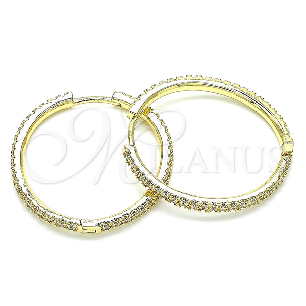 Argolla Huggie 02.185.0007.35 Oro Laminado, con Blanca Zirconia Cubica, Pulido, Tono Dorado