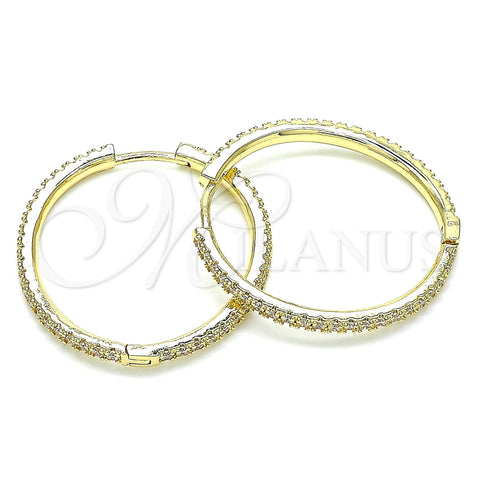 Argolla Huggie 02.185.0007.35 Oro Laminado, con Blanca Zirconia Cubica, Pulido, Tono Dorado