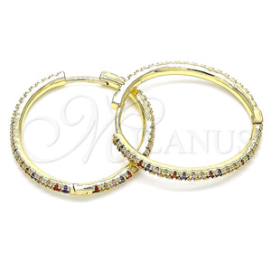 Argolla Huggie 02.185.0007.1.35 Oro Laminado, con Multicolor Zirconia Cubica, Pulido, Tono Dorado