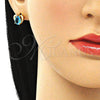 Arete Dormilona 02.213.0231.1 Oro Laminado, Diseño de Corazón y Gota, con Topacio Azul Zirconia Cubica, Pulido, Tono Dorado
