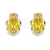 Arete Dormilona 02.213.0232 Oro Laminado, Diseño de Gota, con Amarillo Zirconia Cubica, Pulido, Tono Dorado