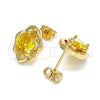 Arete Dormilona 02.213.0232 Oro Laminado, Diseño de Gota, con Amarillo Zirconia Cubica, Pulido, Tono Dorado