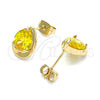 Arete Dormilona 02.213.0234.1 Oro Laminado, Diseño de Gota, con Amarillo Zirconia Cubica, Pulido, Tono Dorado